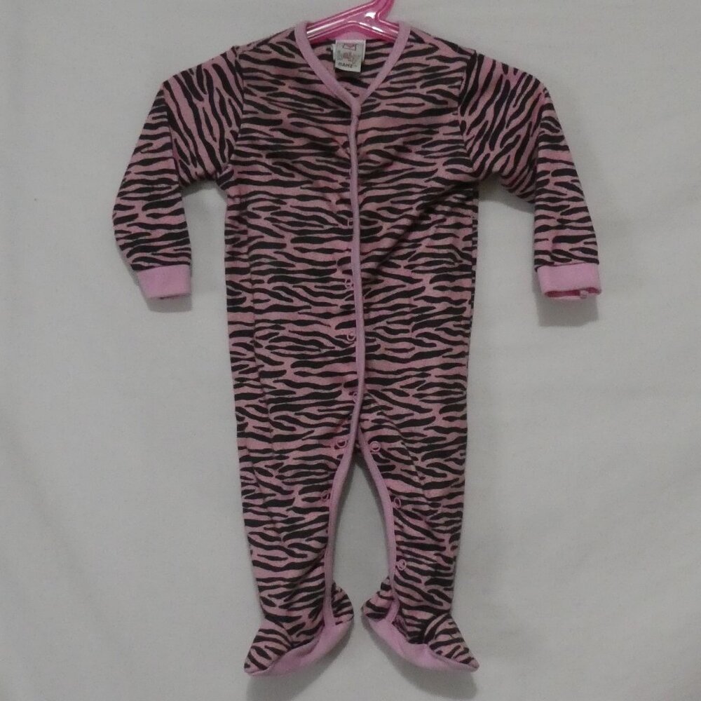 BABY GANZ | 3-6 months | Pink Zebra Print Cotton Baby Onesie W/ Footies